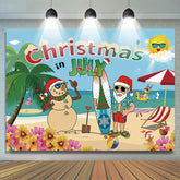 Lofaris Clear Sky Sea Sandman Santa Christmas In July Backdrop